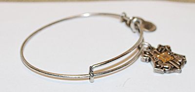 Marked "ALEX & ANI" Metal BRACELET (2½" Opening) with Letter "H" Medal (©2017) and 3 Additional Medals