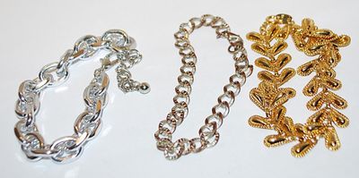 Collection of 3 Chain-Style BRACELETS ((2½"- 2¾" Opening) with Lobster and Circle Clasps