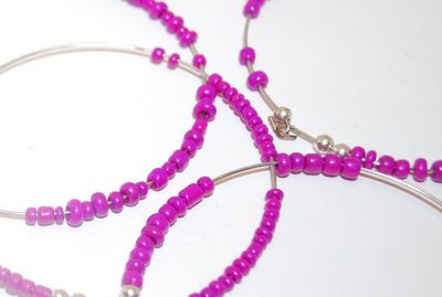 Collection of 4 PINK BANGLE BRACELETS (2¾" Opening) - with MOVEABLE Beads and 1 with LEAF Accent