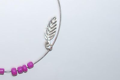 Collection of 4 PINK BANGLE BRACELETS (2¾" Opening) - with MOVEABLE Beads and 1 with LEAF Accent