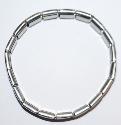 Silver Tone Elastic Segmented BRACELET (2¼" Opening) - Marked "CIAO ITALIA"