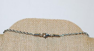 Large Rectangle Beveled Clear Stones CROSS 1½" x ¾" on a Heavy Twisted Style Silver Tone Necklace Chain 18" L