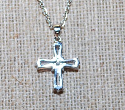 Petite Acrylic Styled Cross PENDANT (¾" x ¾") on a Silver Tone Necklace Chain 17" L