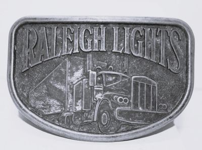 Raleigh Lights" with Semi-Truck Belt Buckle 3½" x 2¼"