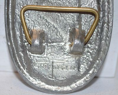 "Pozzolanic Gary Razen" Belt Buckle Oval 3½" x 2¼"