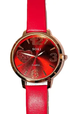 Sale Photo Thumbnail #71: *JEWELED RED HEART" WATCH with BAND: (RED/Rubber 8¾") DIAL: (1½" RED, Luminescent Hands, Gold Tone Surround + ROUND) BRAND: (SOKI) BATTERY: Button 20 mm  *EXTRA BATTERY INCL.*
ALL ITEMS SHIPPED FREE