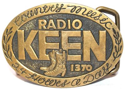 "Keen Radio 1370 Country Music 24 Hours a Day" Belt Buckle Oval 3" x 2½"