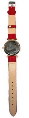 Sale Photo Thumbnail #85: *JEWELED TRIPLE HEARTS" WATCH with BAND: (RED/Rubber 8¾") DIAL: (1¼" WHITE, Jeweled Gold Tone Beveled Surround + ROUND) BRAND: (DUAGA) BATTERY: Button 20 mm  *EXTRA BATTERY INCL.*
ALL ITEMS SHIPPED FREE