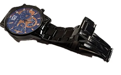 Sale Photo Thumbnail #106: BLUE & ORANGE Triple Dials WATCH + Luminescent Hands-BAND: (Faux Leather, Black 10") DIAL: (Round, 1½" Diam.) BRAND: (Geneva) BATTERY: Button 20 mm  *EXTRA BATTERY INCL.*
ALL ITEMS SHIPPED FREE