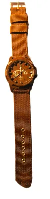 Sale Photo Thumbnail #112: *BROWN SPORTS" WATCH with BAND: (BROWN/Canvas 9") DIAL: (1½" Brown, Acrylic Surround + ROUND) BRAND: (GEMIUS) BATTERY: Button 20 mm  *EXTRA BATTERY INCL.*
ALL ITEMS SHIPPED FREE