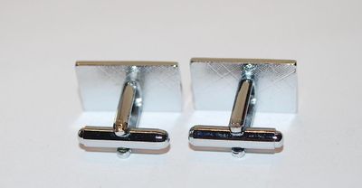NEW CUFFLINKS SET with Silver Swirl " Maze" Design RECTANGLE Center on a Silver Tone Setting