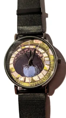 Sale Photo Thumbnail #163: "BLUE BOTTOM OF THE WELL" WATCH with BAND: (Flexible Metal "MESH" BLACK Tone 9") DIAL: (1½"  Well + ROUND) BATTERY: Button 20 mm  *EXTRA BATTERY INCL.*
ALL ITEMS SHIPPED FREE