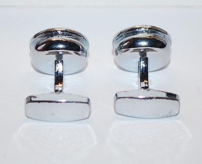 NEW CUFFLINKS SET with Brown "Checkerboard" Stone and Silver Tone Surround on a Silver Tone Setting