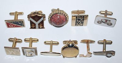 Collection of 11 SINGLE CUFFLINKS in a Variety of Shapes & Colors