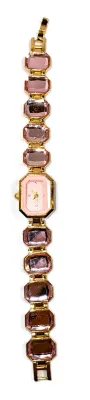 Sale Photo Thumbnail #173: OCTOGON PINK DIAL WATCH with BAND: (Beveled Clear Rectangle Stones 7¾") DIAL: (½"  Pink + OCTOGON) BATTERY: Button 20 mm  *EXTRA BATTERY INCL.*
ALL ITEMS SHIPPED FREE