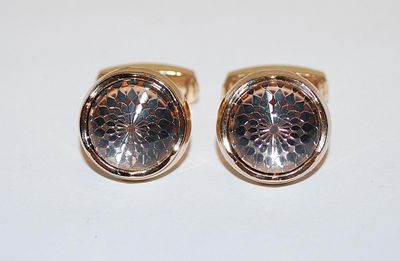 NEW CUFFLINKS SET with "Circle of Dots & Spades" and Gold Tone Surround on a Gold Tone Setting