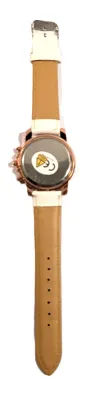 Sale Photo Thumbnail #210: WHITE Double Dials WATCH + Luminescent Hands-BAND: (White 9" Faux Leather) DIAL: (1½" White, Round, Rose Gold Edge) BRAND: (Geneva) BATTERY: Button 20 mm  *EXTRA BATTERY INCL.*
ALL ITEMS SHIPPED FREE