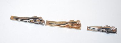 Collection of 3 Marked "SWANK" Brand TIE CLASPS (1¼" - 1½") in Both Gold & Silver Tone