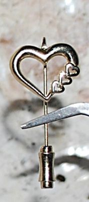 ***NEW SALE PRICE*** Four HEARTS PIN (1½" L) with Pin Guard on a Gold Tone Setting