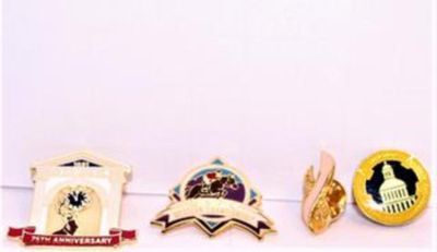 4 Commemorative Tacks--Breast Cancer Pink Ribbon, California Employees Campaign, USPC Western Champion, Auburn Elks Lodge