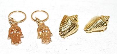 ***NEW SALE PRICE*** Set of 4 Charms (½") --Totem Pole Art & Shells (NO Holes -- for Crafting)