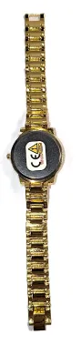 Sale Photo Thumbnail #268: Gold Colored VERY JEWELED BAND + DIAL "Celestial Green" WATCH with BAND: (Gold Tone, Clear Stones Segments 8") DIAL: (1¼" Gold Tone with Jeweled Surround + Round) BATTERY: Button 20 mm  *EXTRA BATTERY INCL.*
ALL ITEMS SHIPPED FREE