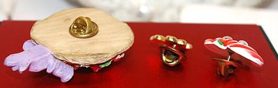 Collection of 3 Assorted TACKS - Flowered Straw Hat, Wiggle Eyes Pumpkin & "Green Stone 3-Leaf Clover"
