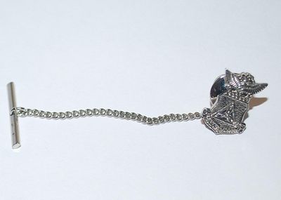"Society" Style TIE PIN & CHAIN (½" x ¼") in Silver Tone