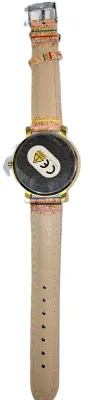 Sale Photo Thumbnail #302: "YELLOW, PINK & PURPLE SWIRLS" WATCH with BAND: (Multicolor STRIPED / Faux Leather 9") DIAL: (1½"  Graphic Design with Gold Color Surround  + ROUND) BATTERY: Button 20 mm  *EXTRA BATTERY INCL.*
ALL ITEMS SHIPPED FREE