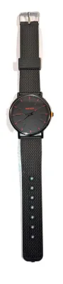 Sale Photo Thumbnail #321: Classic Black WATCH with DIAL (1½", RED Minute Lines, Round + Black Frame) BAND: (Black 9½" Rubber) BRAND: (MSCXDK) BATTERY: Button 20 mm  *EXTRA BATTERY INCL.*
ALL ITEMS SHIPPED FREE