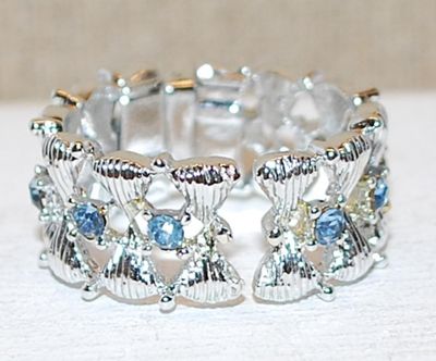 Shiny SCARF RING (1" Circ.) with a Row of Light BLUE Stones