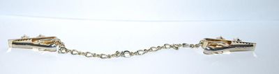 White Faux Cupped PEARLS SWEATER CHAIN (7") with Gold Tone Chain and Claw Clasps