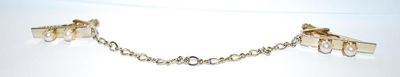 White Faux Cupped PEARLS SWEATER CHAIN (7") with Gold Tone Chain and Claw Clasps