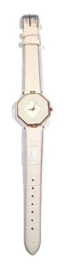 Sale Photo Thumbnail #341: "TILTED SQUARE ON WHITE HEXAGON" WATCH with BAND: (WHITE / Rubber 8¾") DIAL: (1¼"  WHITE + HEXAGON) BATTERY: Button 20 mm  *EXTRA BATTERY INCL.*
ALL ITEMS SHIPPED FREE