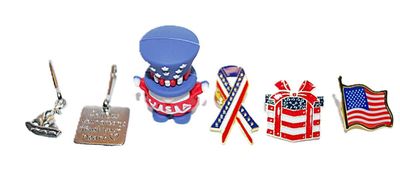Collection of 11 Assorted "FLAGS & DOODADS" Pins, Clips, Etc.
