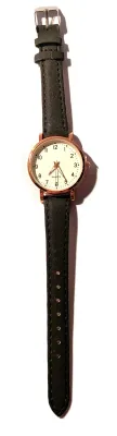 Sale Photo Thumbnail #374: "UNADORNED SIMPLICITY DIAL" WATCH with BAND: (BLACK Faux Leather-Style) DIAL: (1" Luminescent Hands, WHITE with Rose Gold Surround + ROUND) BATTERY: Button 20 mm  *EXTRA BATTERY INCL.*
ALL ITEMS SHIPPED FREE