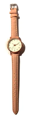 Sale Photo Thumbnail #378: "UNADORNED SIMPLICITY DIAL" WATCH with BAND: (MAUVE PINK, Faux Leather-Style) DIAL: (1"  Luminescent Hands, WHITE with Rose Gold Surround + ROUND) BATTERY: Button 20 mm  *EXTRA BATTERY INCL.*
ALL ITEMS SHIPPED FREE