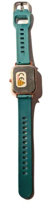 Sale Photo Thumbnail #391: "RECTANGLE GREEN & GOLD" WATCH with BAND: (Green / Rubber 9") DIAL: (1"  Rose Gold Surround, RECTANGLE)  BATTERY: Button 20 mm  *EXTRA BATTERY INCL.*
ALL ITEMS SHIPPED FREE