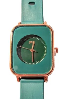 Sale Photo Thumbnail #388: "RECTANGLE GREEN & GOLD" WATCH with BAND: (Green / Rubber 9") DIAL: (1"  Rose Gold Surround, RECTANGLE)  BATTERY: Button 20 mm  *EXTRA BATTERY INCL.*
ALL ITEMS SHIPPED FREE