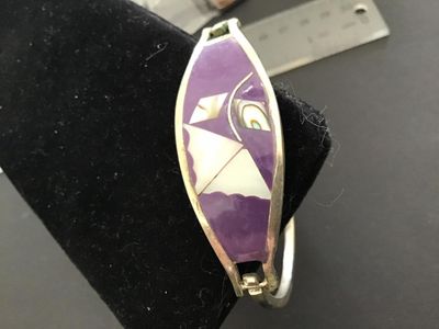 Alpaca Mexico Shell inlay Hinged Bracelet
