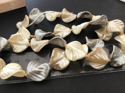 Vintage opalescent And Grey Leaf Necklace