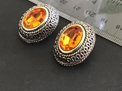 JC Signed Citrine Fashion Earrings
