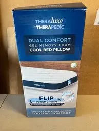 Theraluxe by Therapedic Dual Comfort Gel Memory Foam Cool Bed Pillow, new in its original retail box.