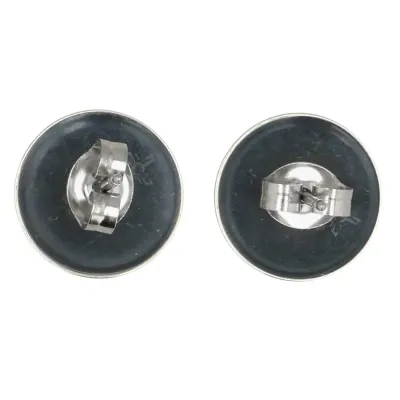 Sale Photo Thumbnail #218: Southwest Sterling Stamped Disc Earrings / 1g
size: 1/2" pierced with butterfly clips
shine and toned to luster