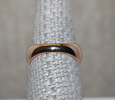 Size 7¼ Large Beveled PURPLE HEART Shaped Stone RING with Strong Solid Gold Tone Band (5.9g)
