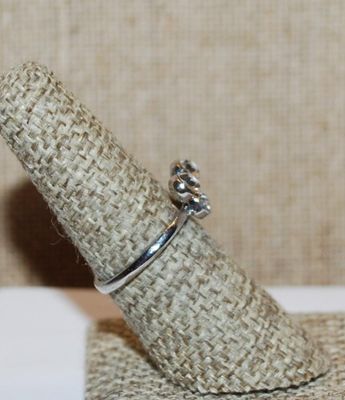 Size 7 "Mickey Mouse" RING with Clear Stones on a Silver Tone Band (2.8g)