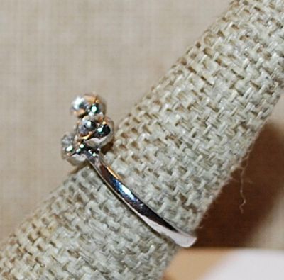 Size 7 "Mickey Mouse" RING with Clear Stones on a Silver Tone Band (2.8g)