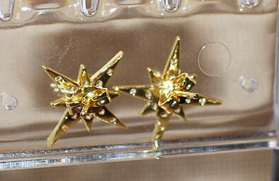 8 Pointed Star with Round Stone Earrings Set (¾") with Stud Style Clasp