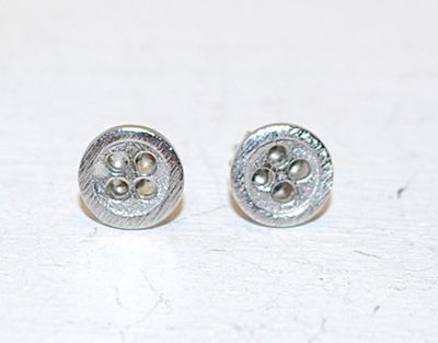 Tiny Silver Tone "Button" Earrings (¼" Circ.) with Stud Clasp