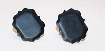Vintage Black Metal "FRY PAN" EARRINGS Set with Screw Post Clasp